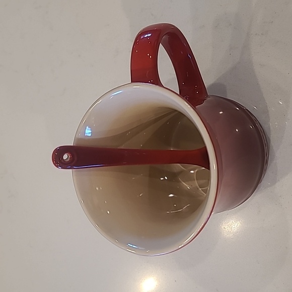 Le Creuset Red Ceramic Mug with Spoon